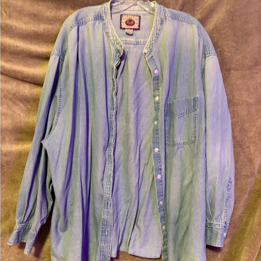 Casual Green Denim Shirt